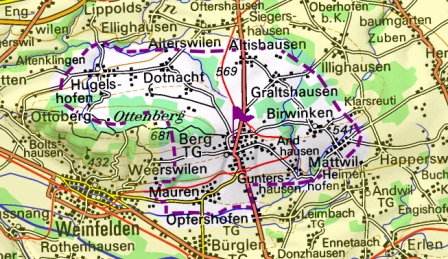 Landkarte mit den Gemeindegrenzen